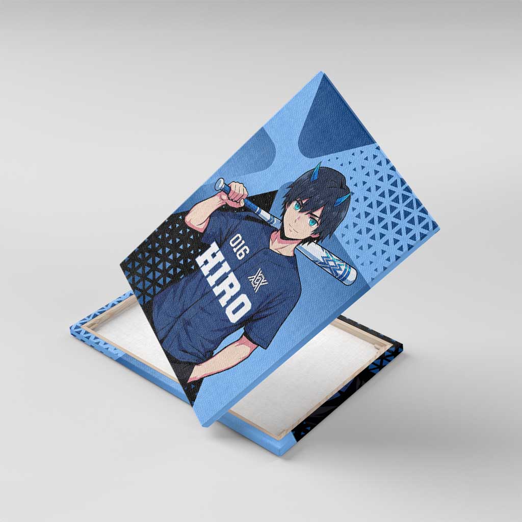 Hiro Canvas Wall Art Geometric Blue Baseball Anime Style