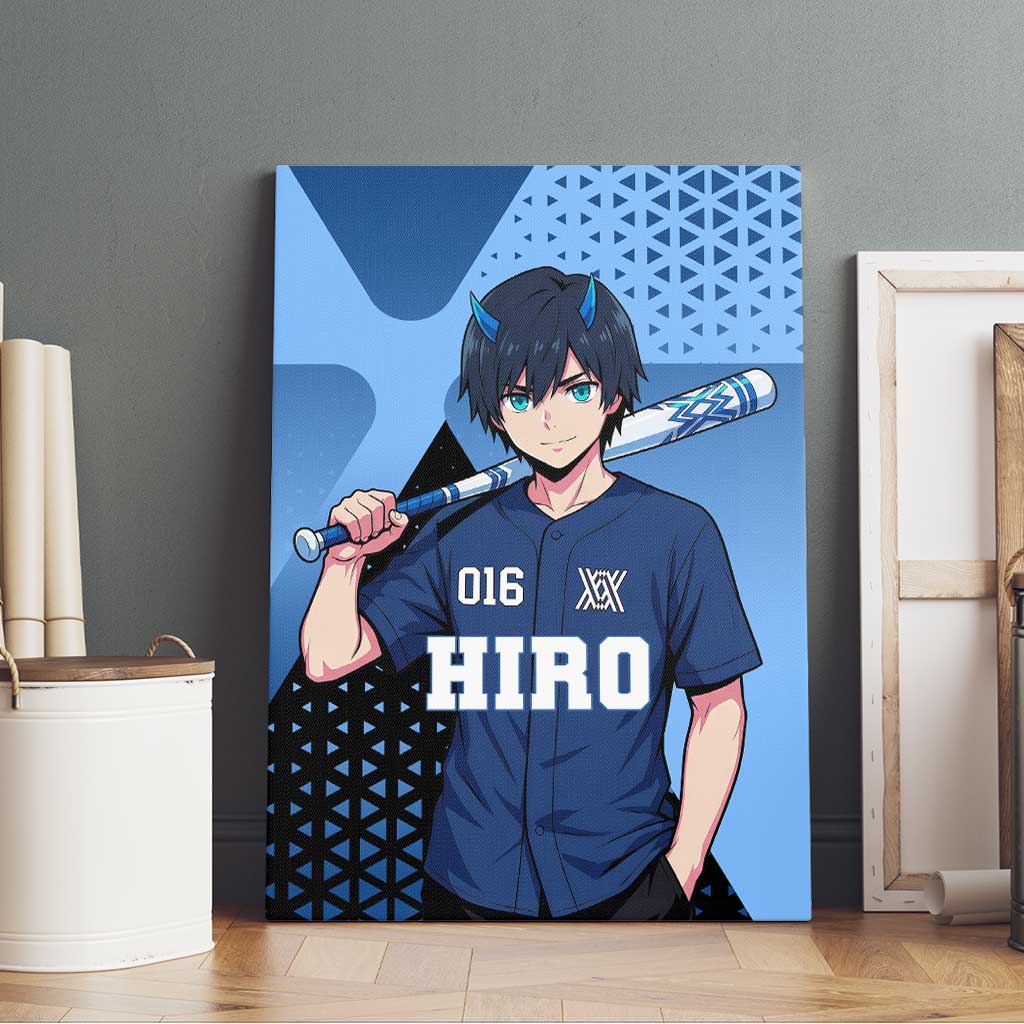 Hiro Canvas Wall Art Geometric Blue Baseball Anime Style