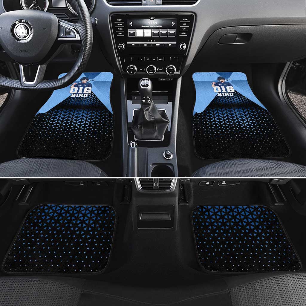 Hiro Car Mats Geometric Blue Baseball Anime Style