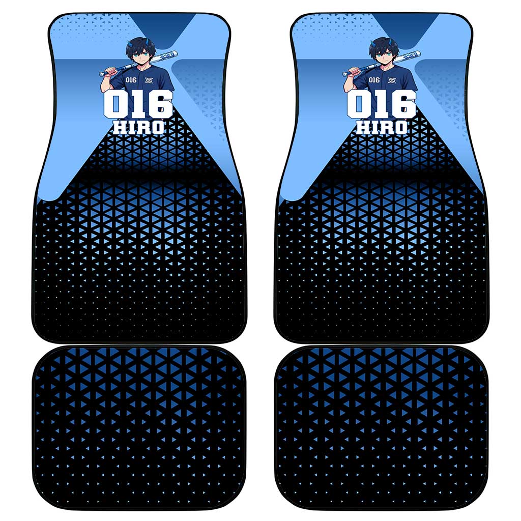 Hiro Car Mats Geometric Blue Baseball Anime Style