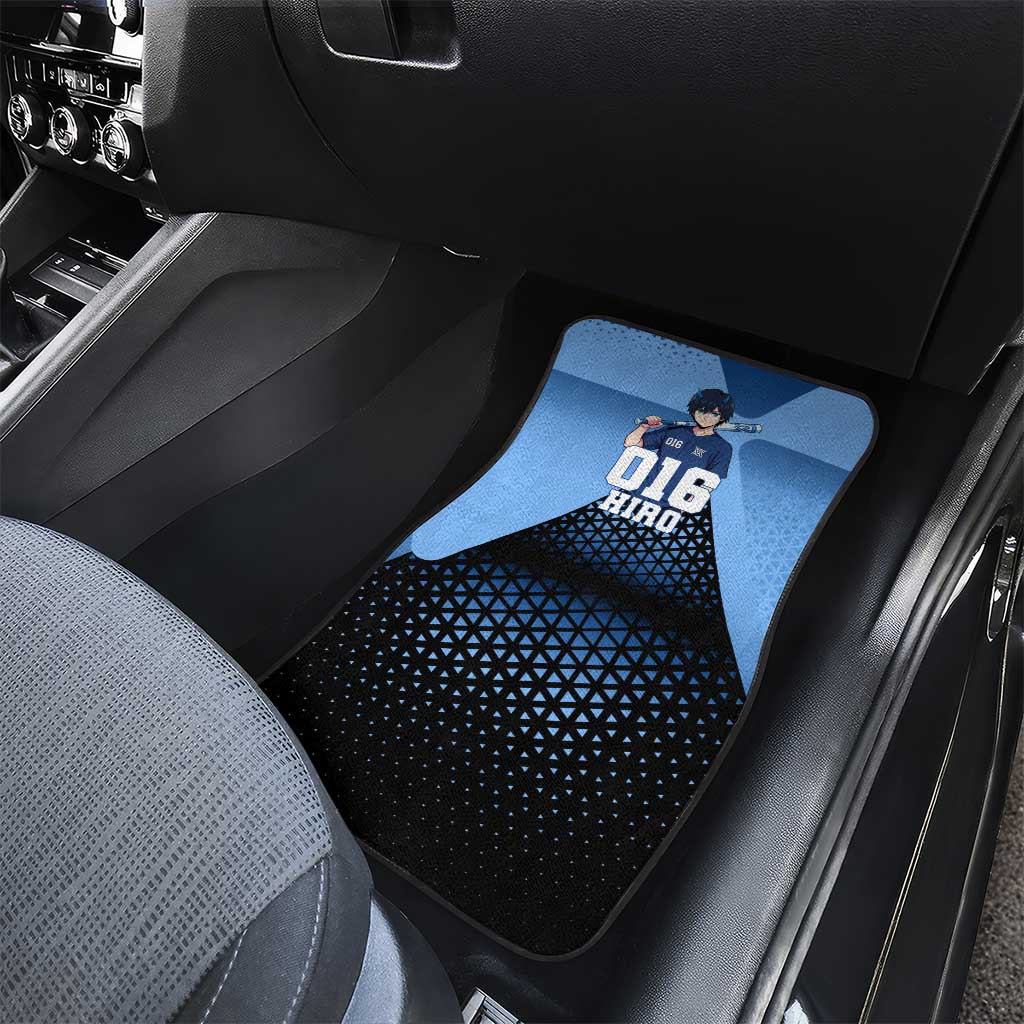 Hiro Car Mats Geometric Blue Baseball Anime Style