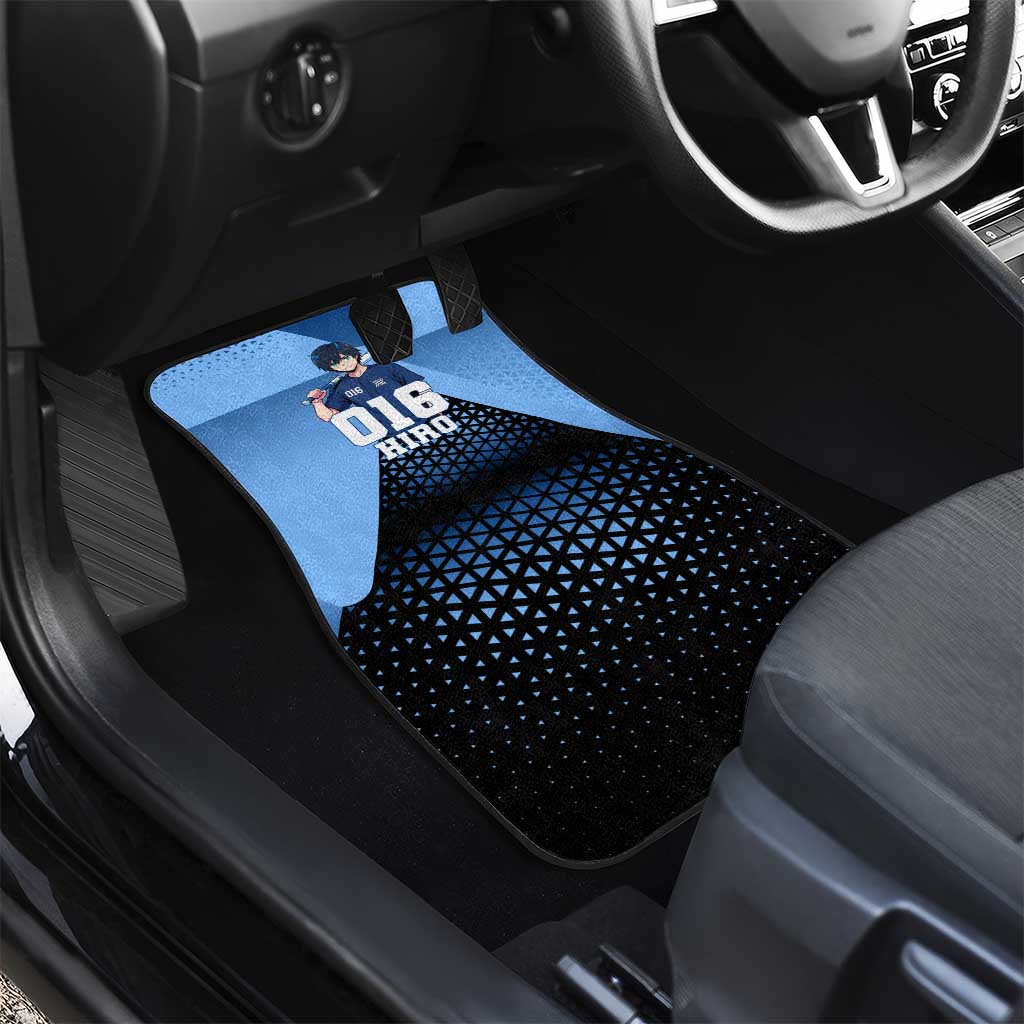 Hiro Car Mats Geometric Blue Baseball Anime Style