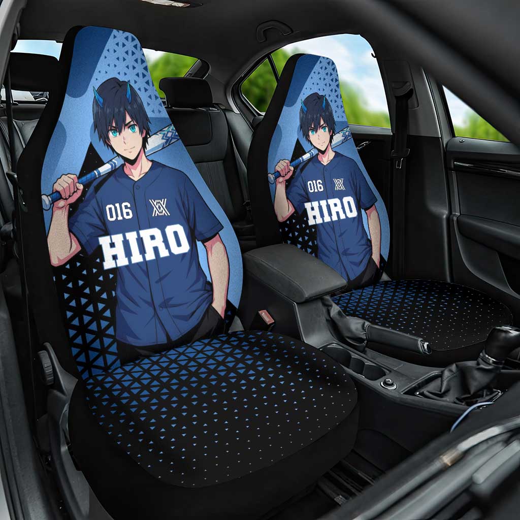 Hiro Car Seat Cover Geometric Blue Baseball Anime Style