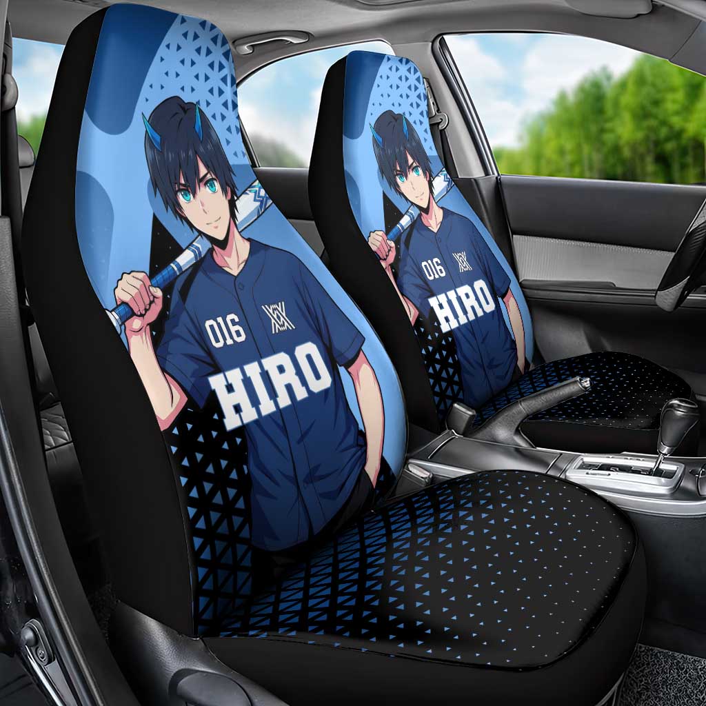 Hiro Car Seat Cover Geometric Blue Baseball Anime Style