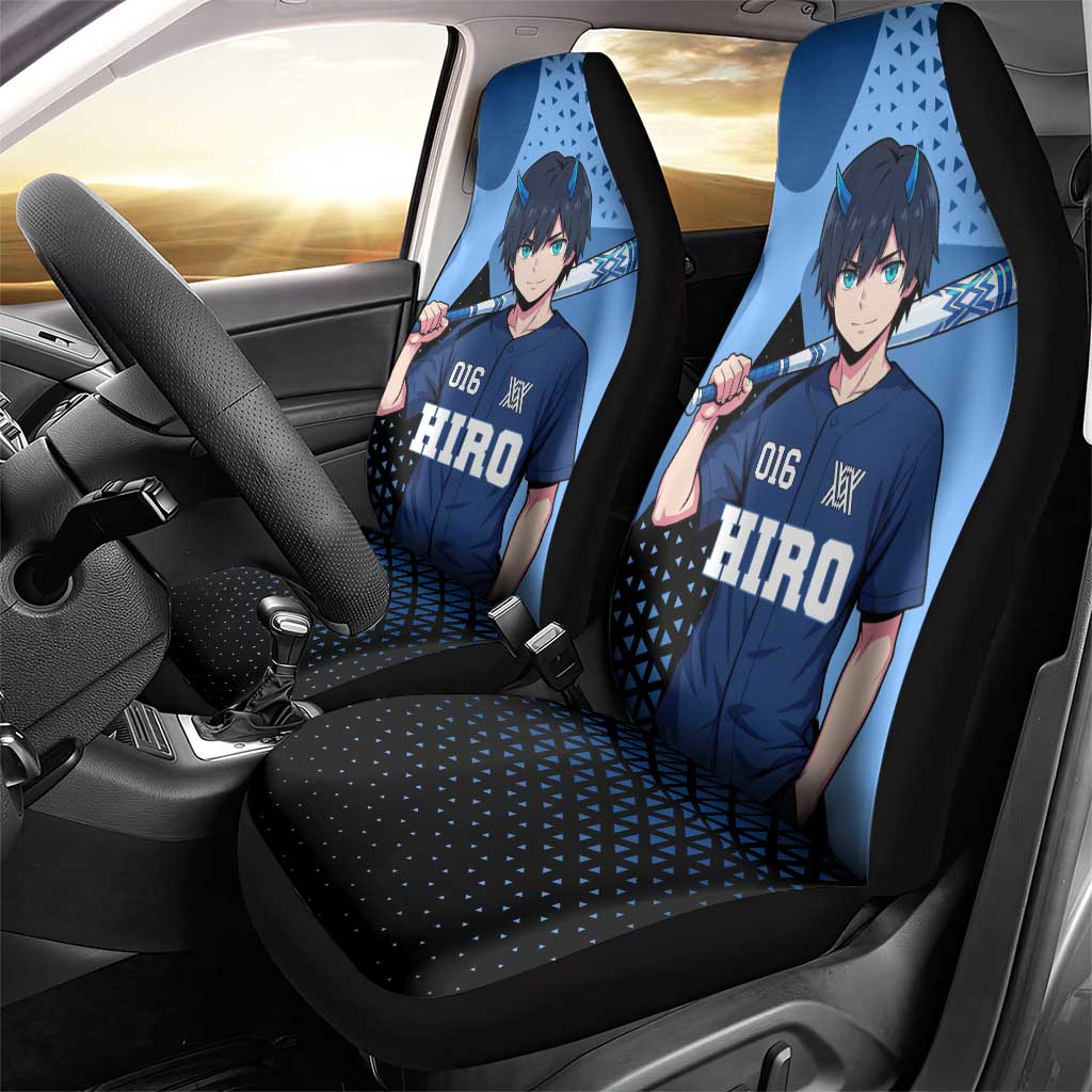 Hiro Car Seat Cover Geometric Blue Baseball Anime Style