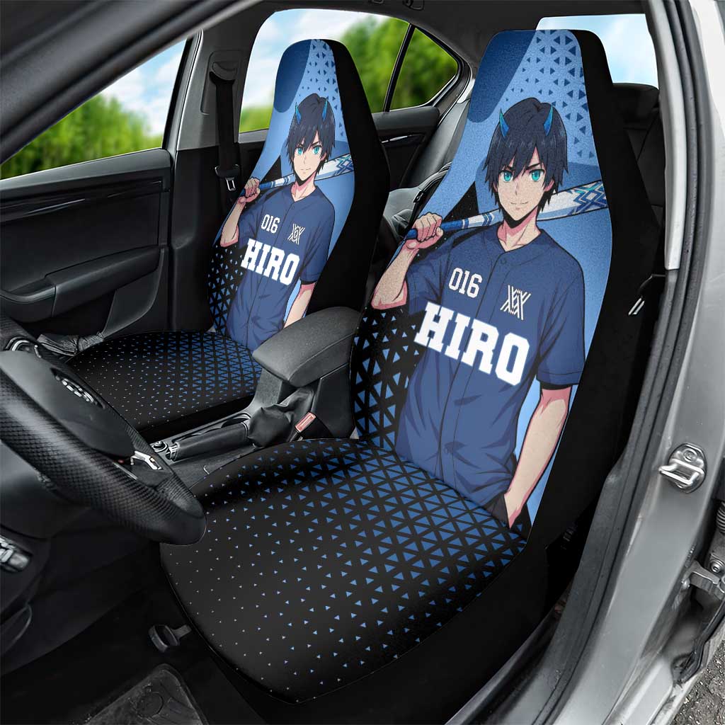 Hiro Car Seat Cover Geometric Blue Baseball Anime Style