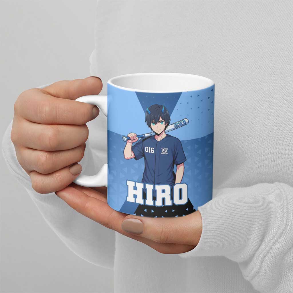 Hiro Ceramic Mug Geometric Blue Baseball Anime Style