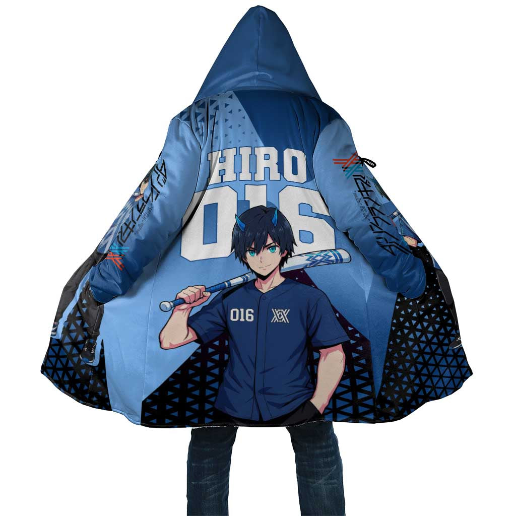 Hiro Cloak Geometric Blue Baseball Anime Style