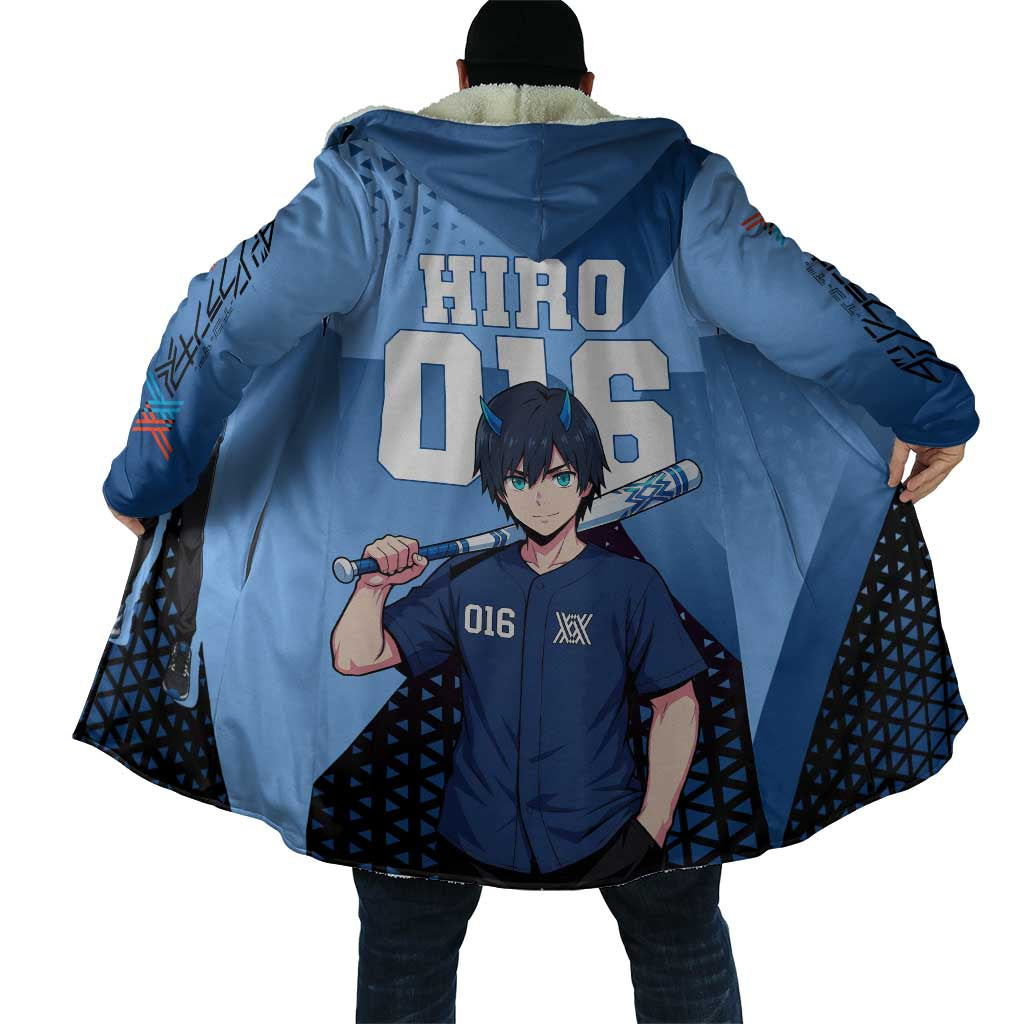 Hiro Cloak Geometric Blue Baseball Anime Style