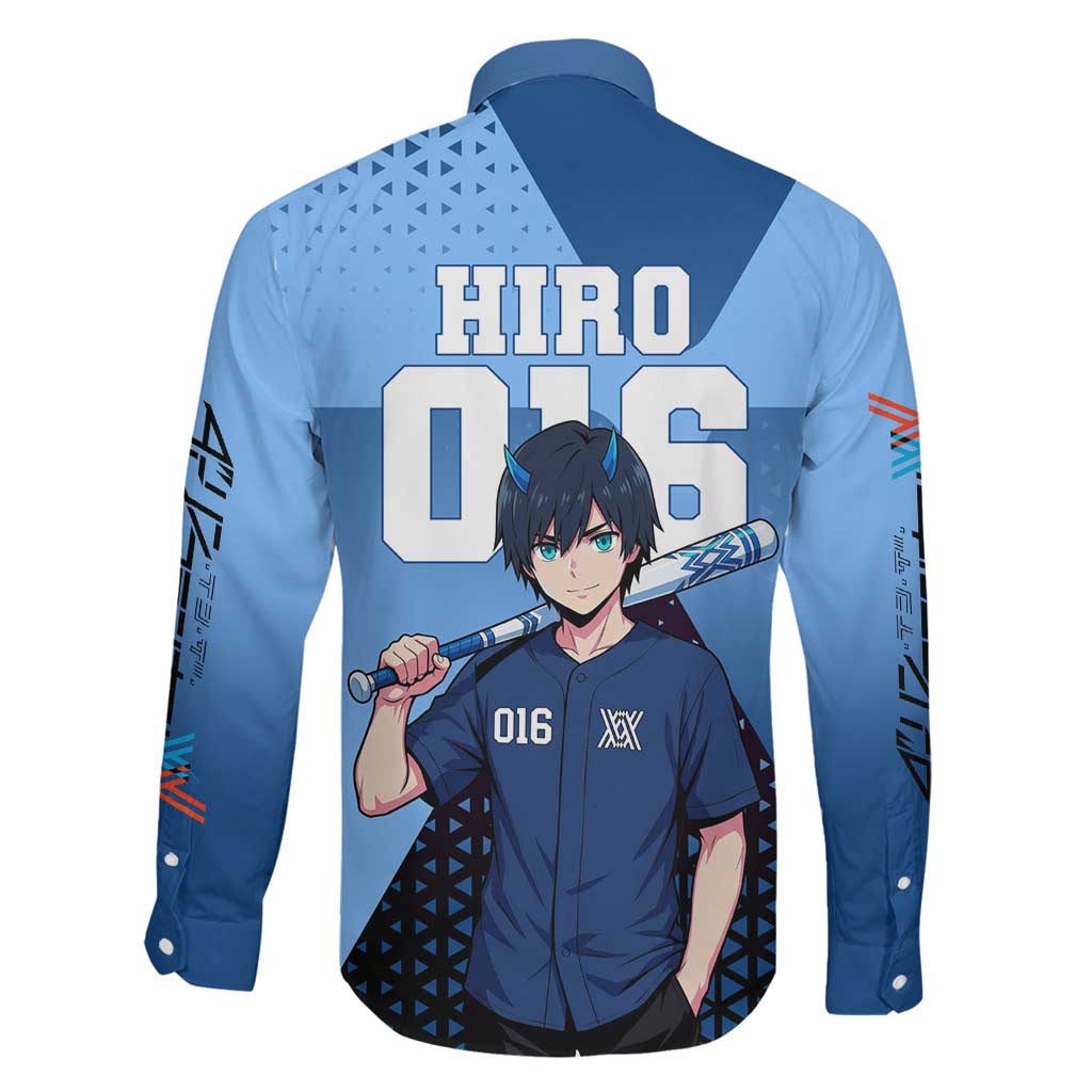 Hiro Family Matching Off Shoulder Maxi Dress and Hawaiian Shirt Geometric Blue Baseball Anime Style