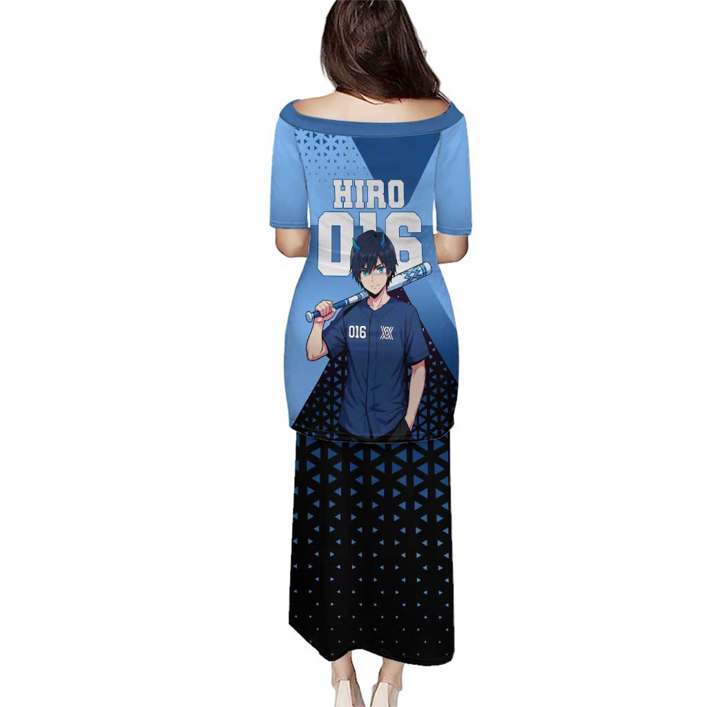 Hiro Family Matching Puletasi and Hawaiian Shirt Geometric Blue Baseball Anime Style