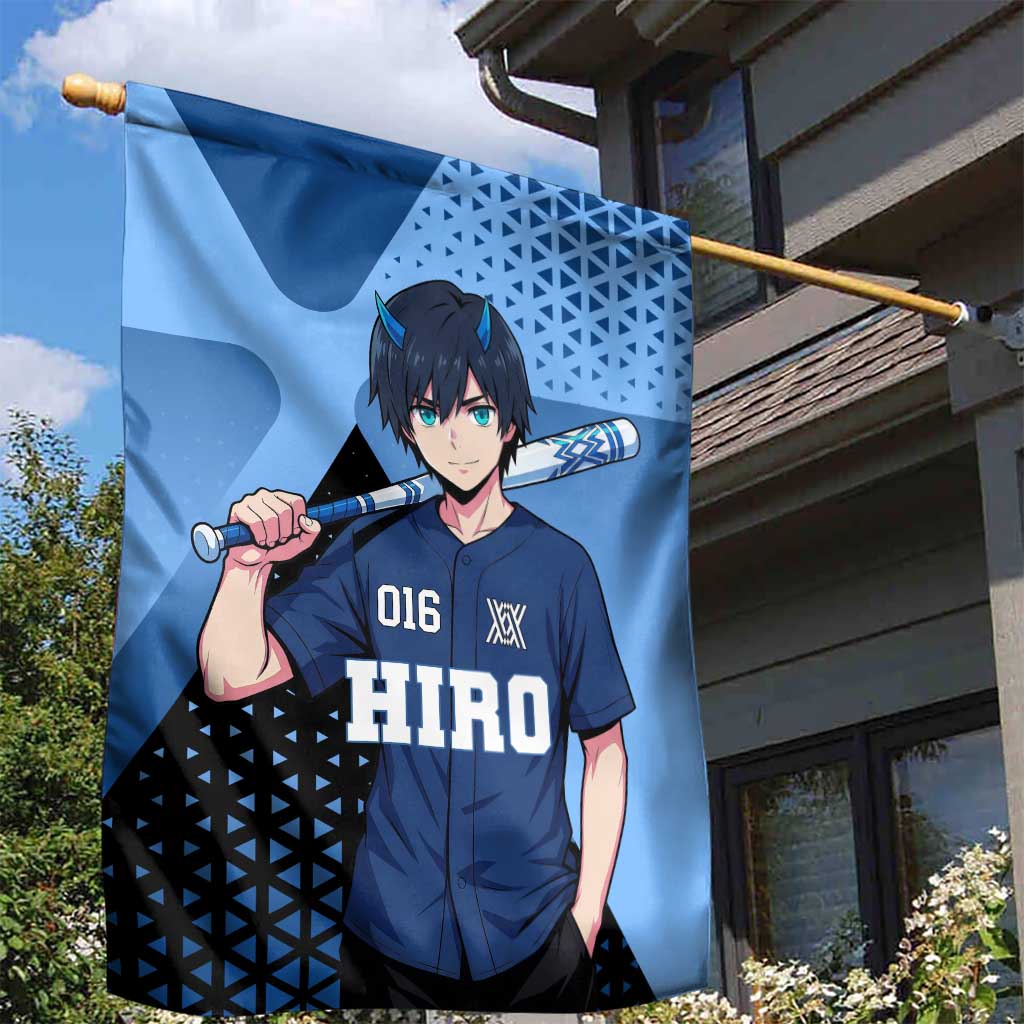 Hiro Garden Flag Geometric Blue Baseball Anime Style