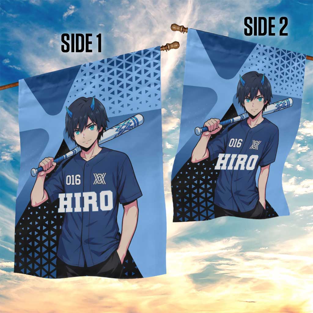Hiro Garden Flag Geometric Blue Baseball Anime Style