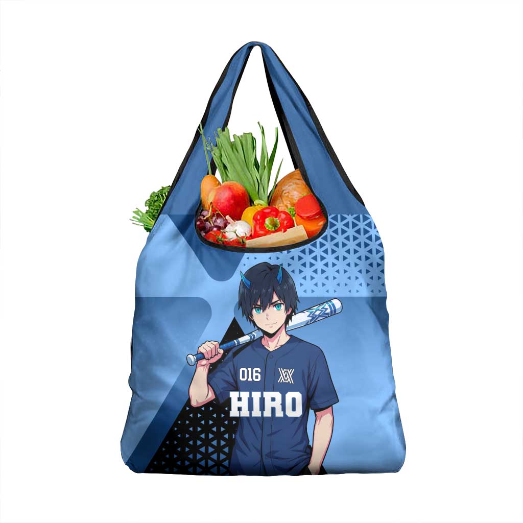 Hiro Grocery Bag Geometric Blue Baseball Anime Style