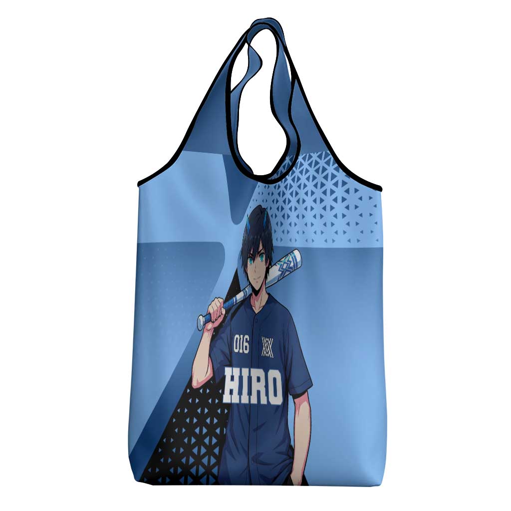Hiro Grocery Bag Geometric Blue Baseball Anime Style