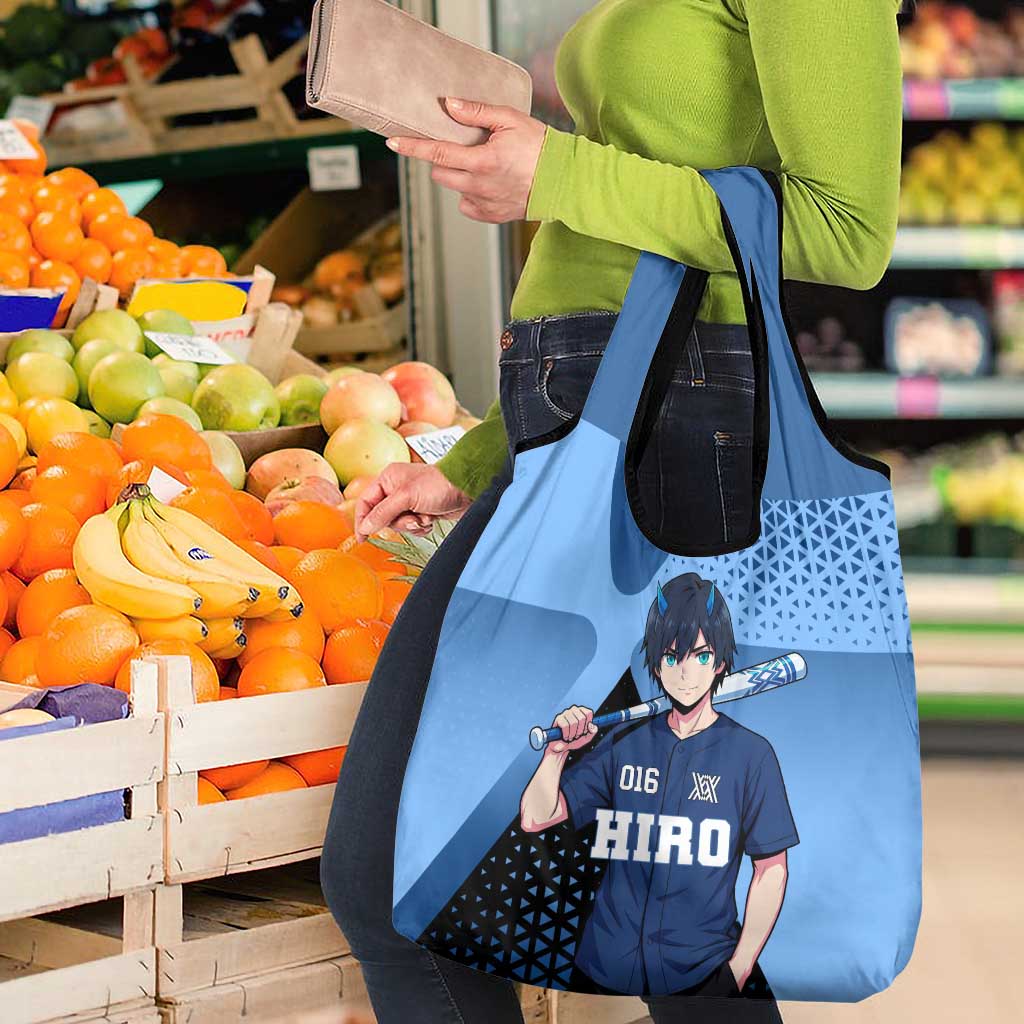 Hiro Grocery Bag Geometric Blue Baseball Anime Style