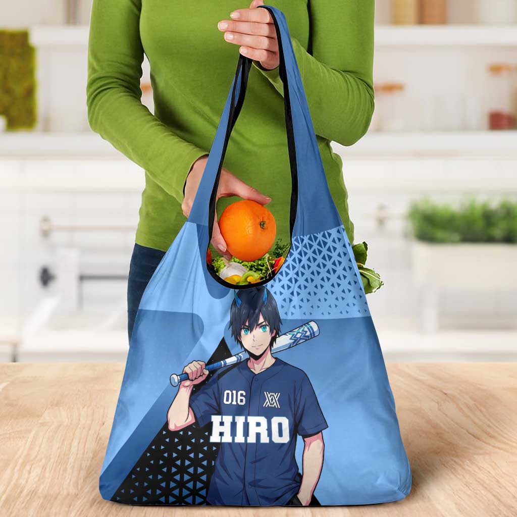 Hiro Grocery Bag Geometric Blue Baseball Anime Style