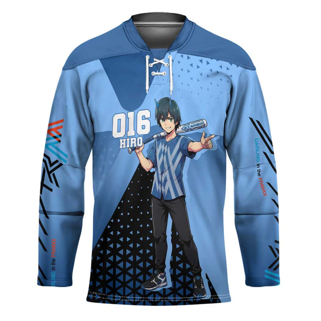 Hiro Hockey Jersey Geometric Blue Baseball Anime Style