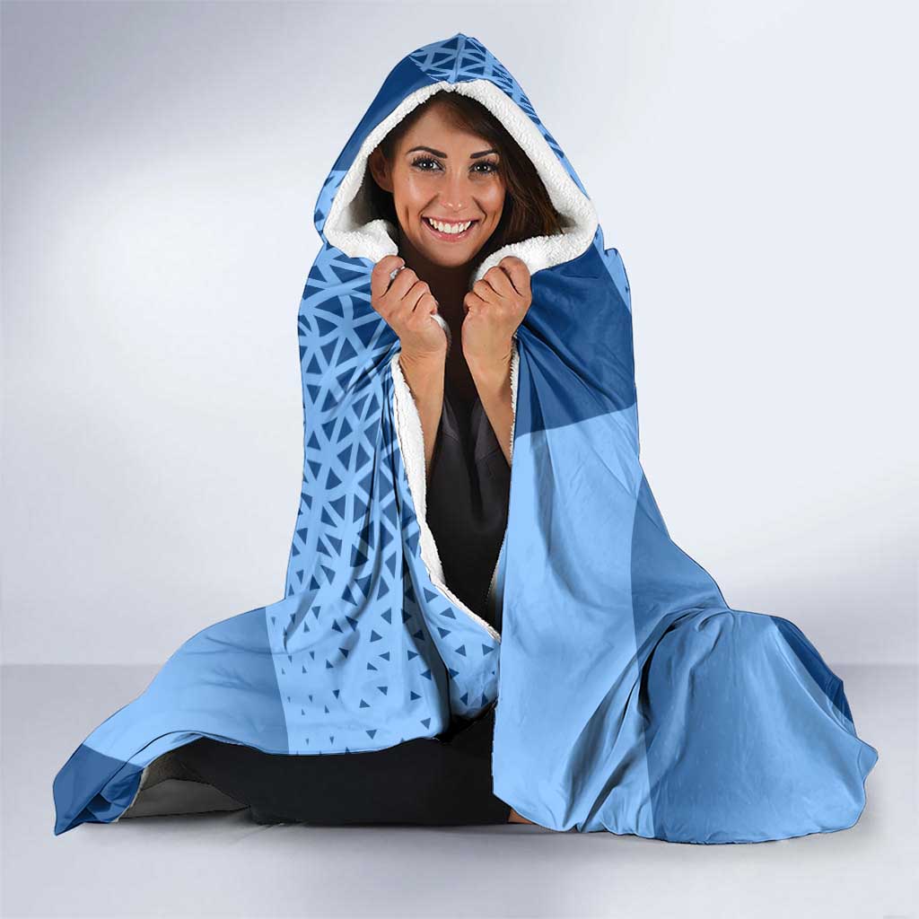 Hiro Hooded Blanket Geometric Blue Baseball Anime Style