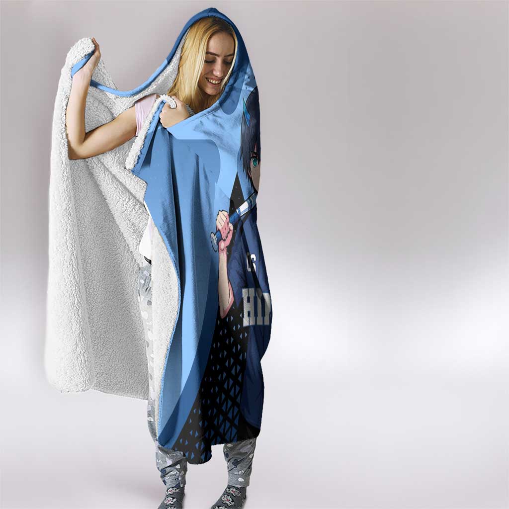 Hiro Hooded Blanket Geometric Blue Baseball Anime Style