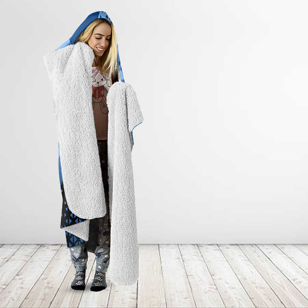 Hiro Hooded Blanket Geometric Blue Baseball Anime Style