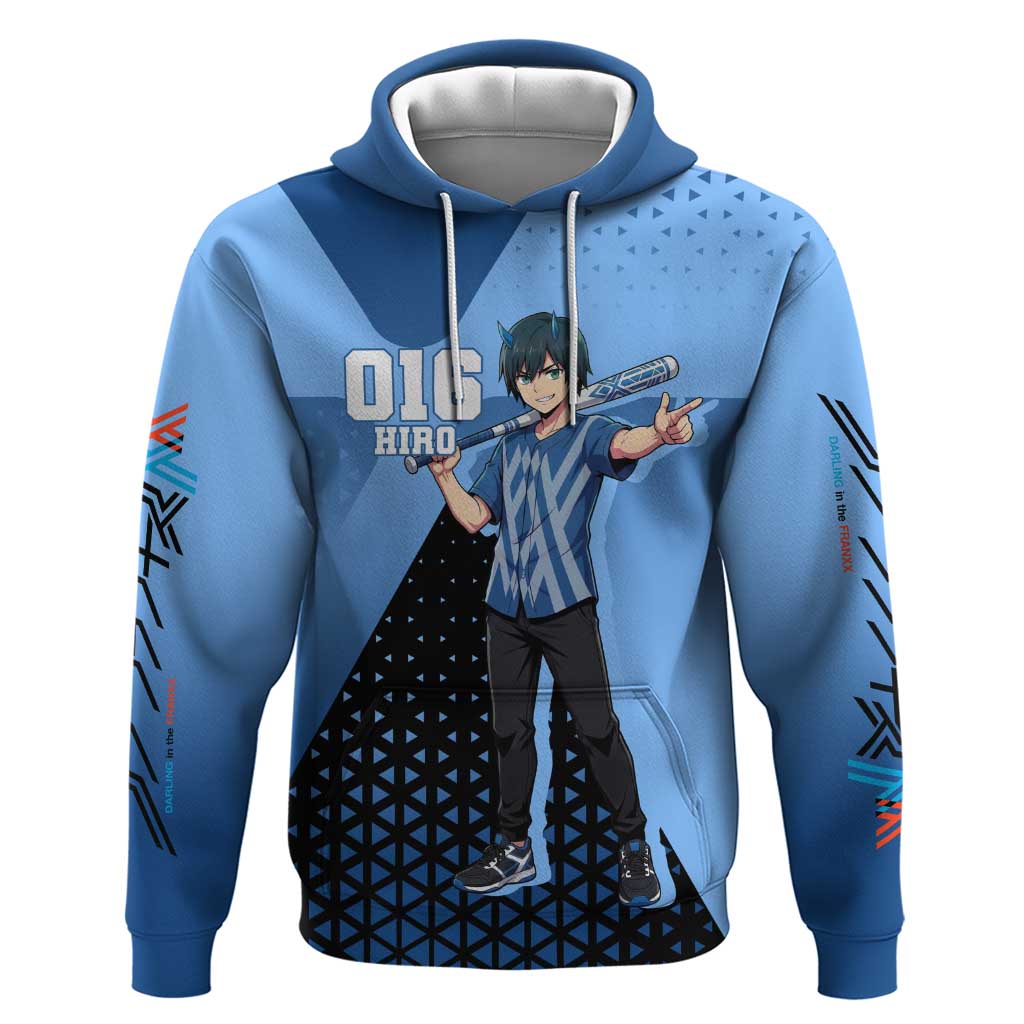 Hiro Hoodie Geometric Blue Baseball Anime Style