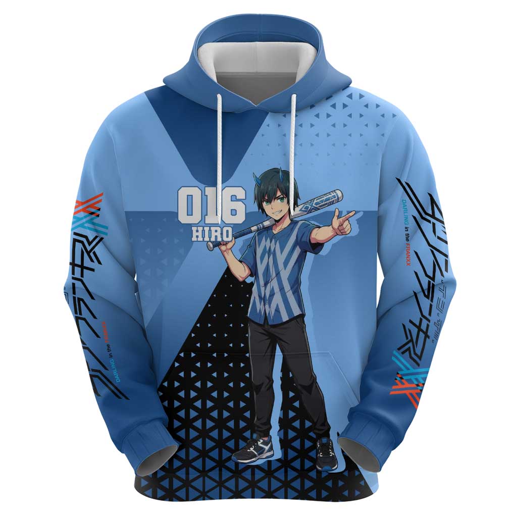 Hiro Hoodie Geometric Blue Baseball Anime Style