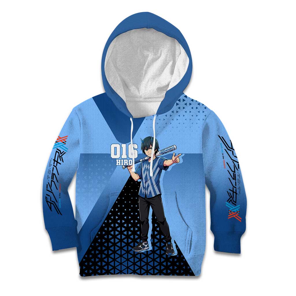 Hiro Kid Hoodie Geometric Blue Baseball Anime Style