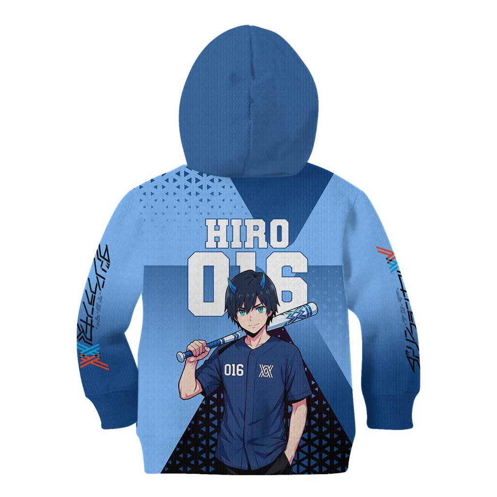Hiro Kid Hoodie Geometric Blue Baseball Anime Style