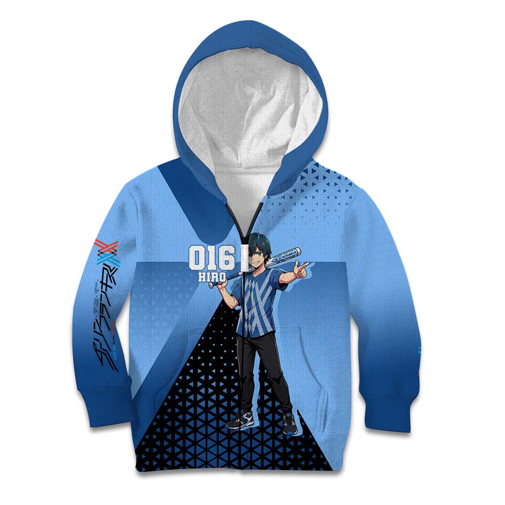 Hiro Kid Hoodie Geometric Blue Baseball Anime Style