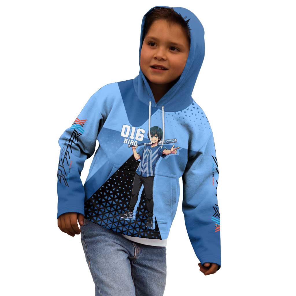 Hiro Kid Hoodie Geometric Blue Baseball Anime Style