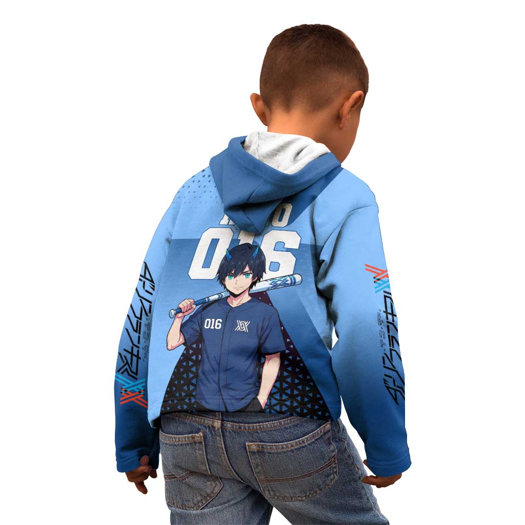 Hiro Kid Hoodie Geometric Blue Baseball Anime Style