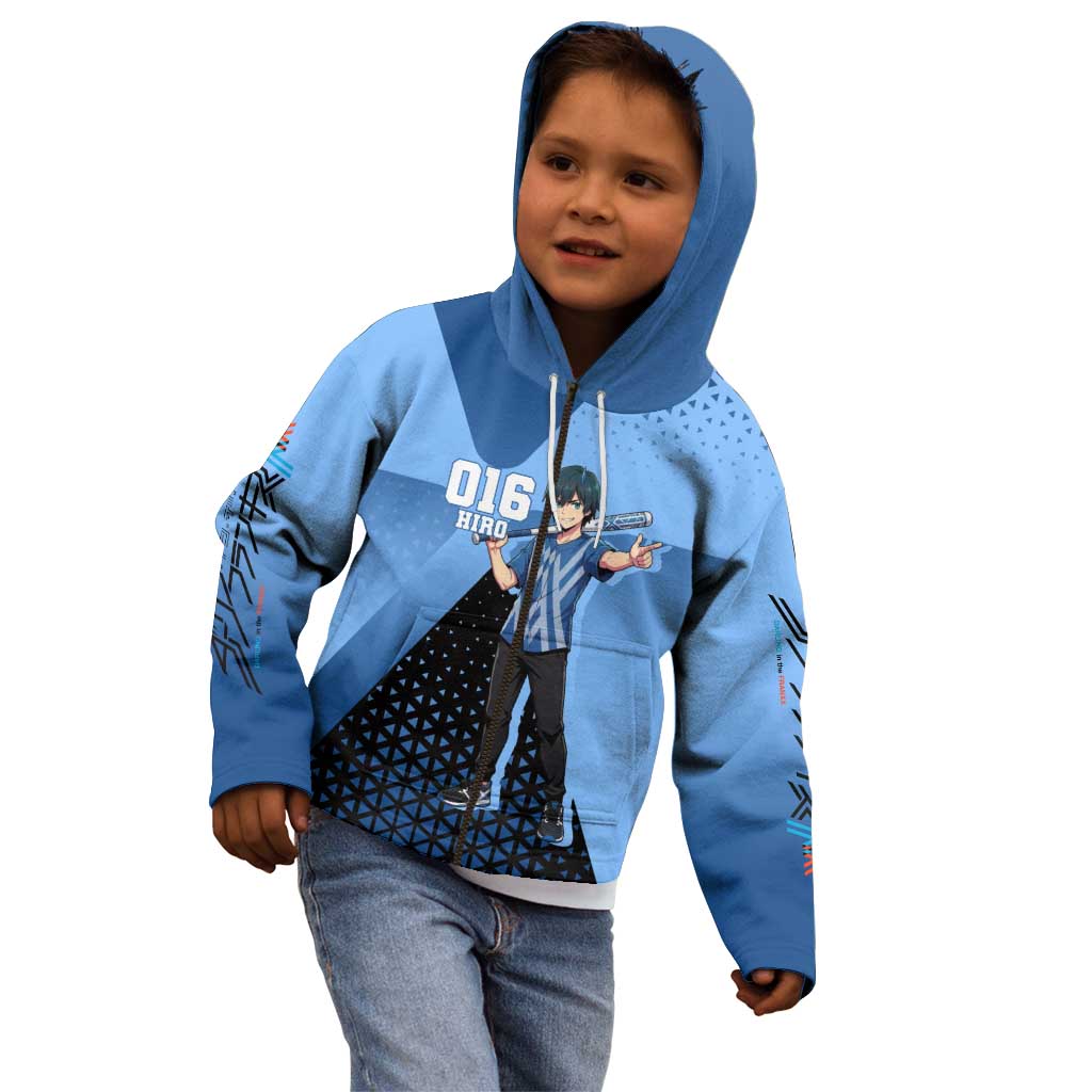 Hiro Kid Hoodie Geometric Blue Baseball Anime Style