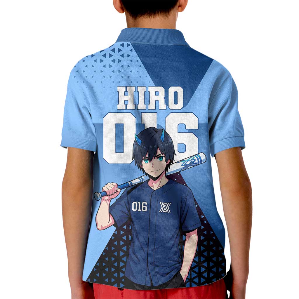 Hiro Kid Polo Shirt Geometric Blue Baseball Anime Style