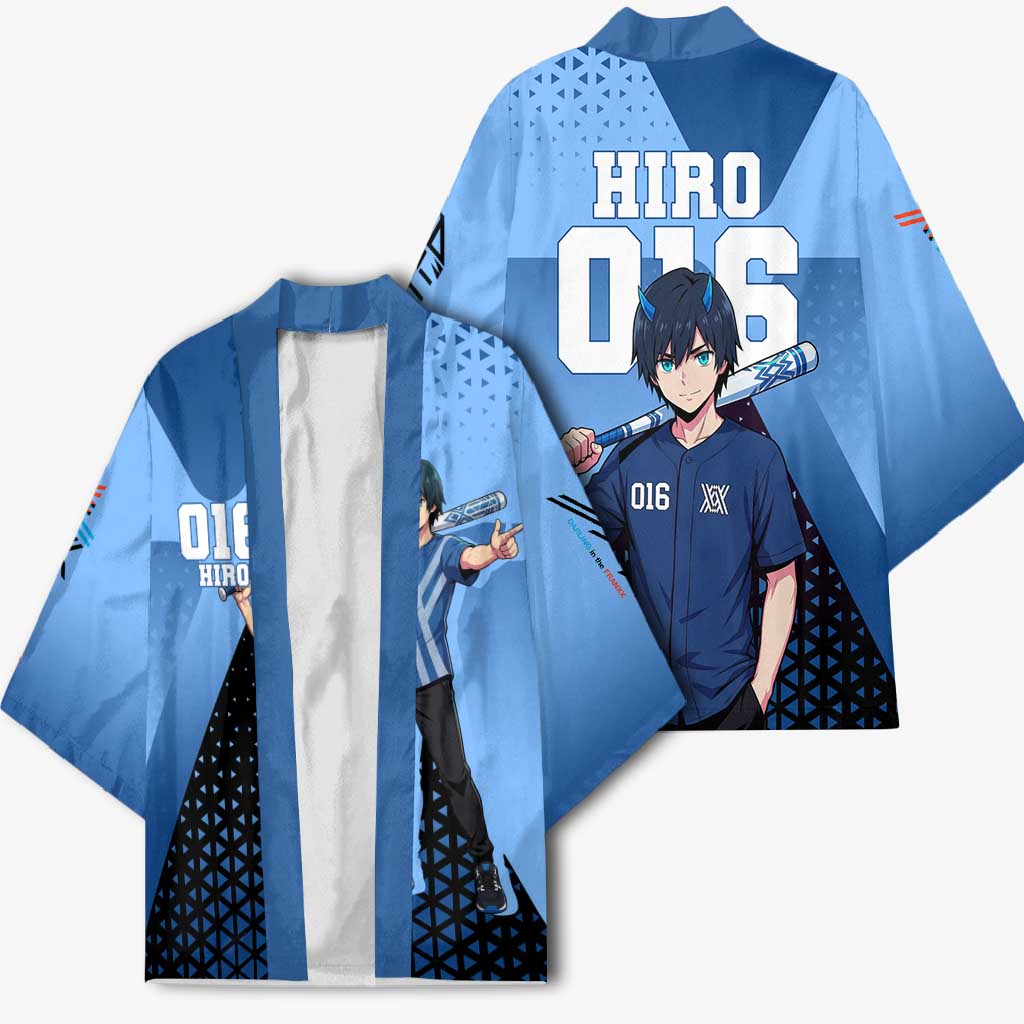 Hiro Kimono Geometric Blue Baseball Anime Style