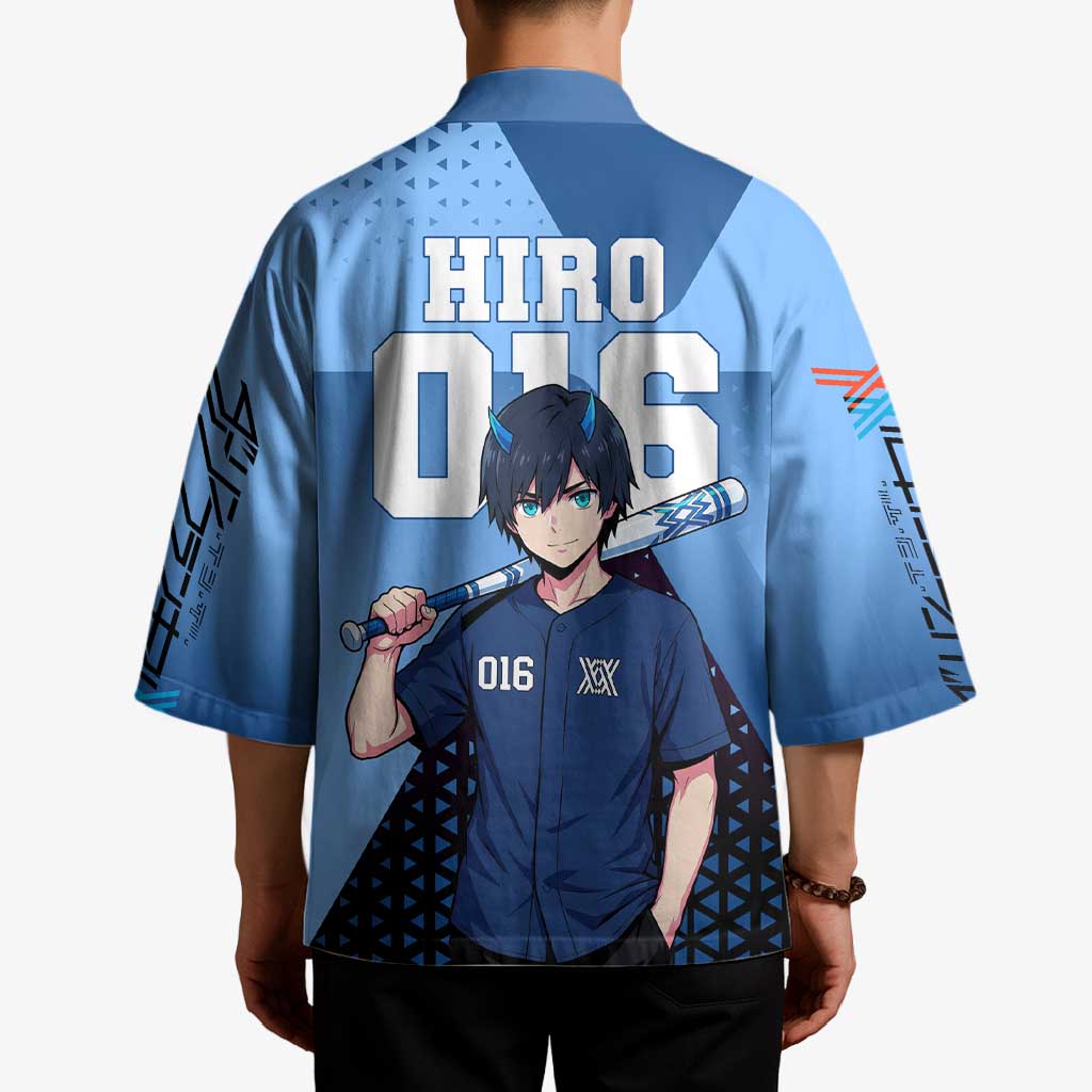 Hiro Kimono Geometric Blue Baseball Anime Style