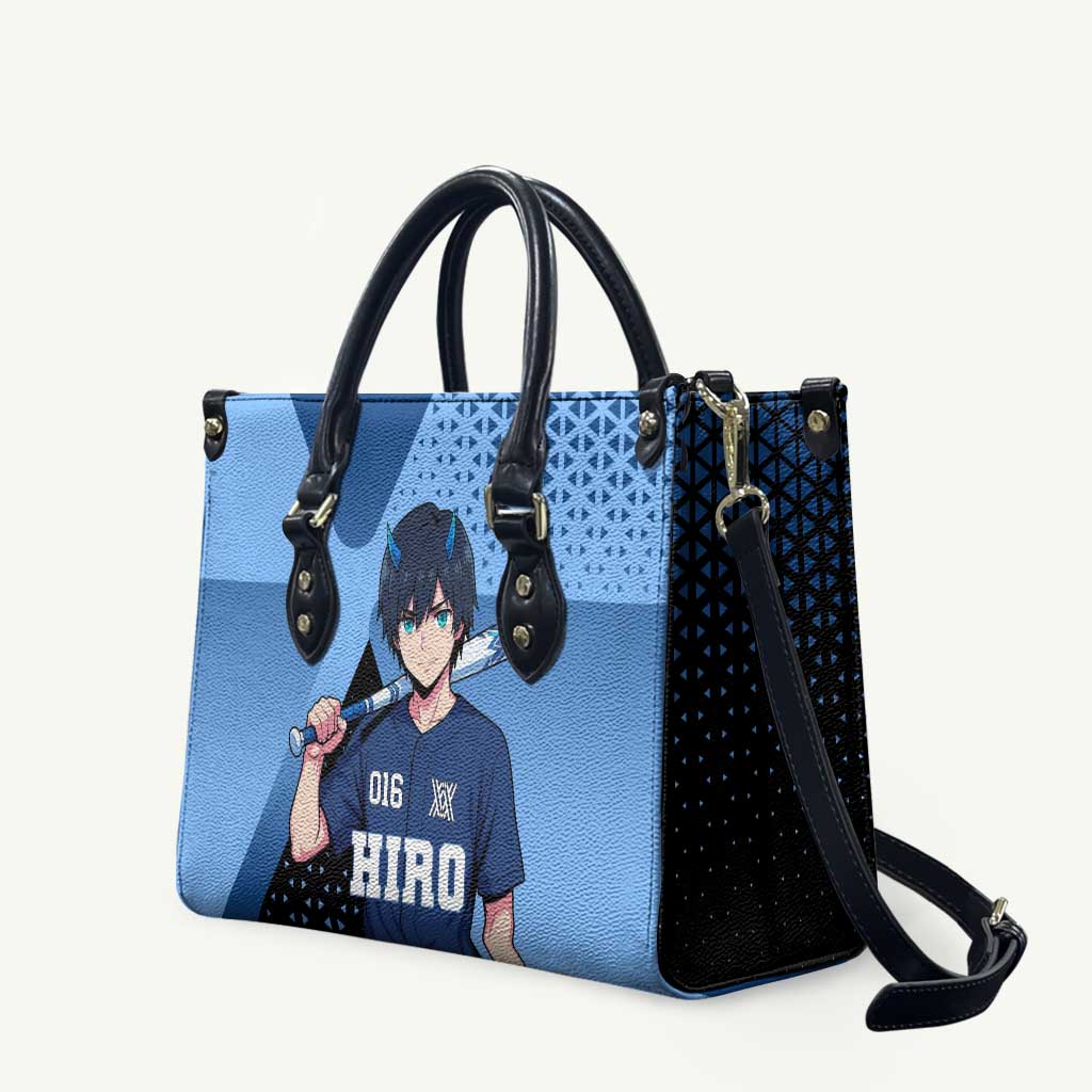 Hiro Leather Bag Geometric Blue Baseball Anime Style