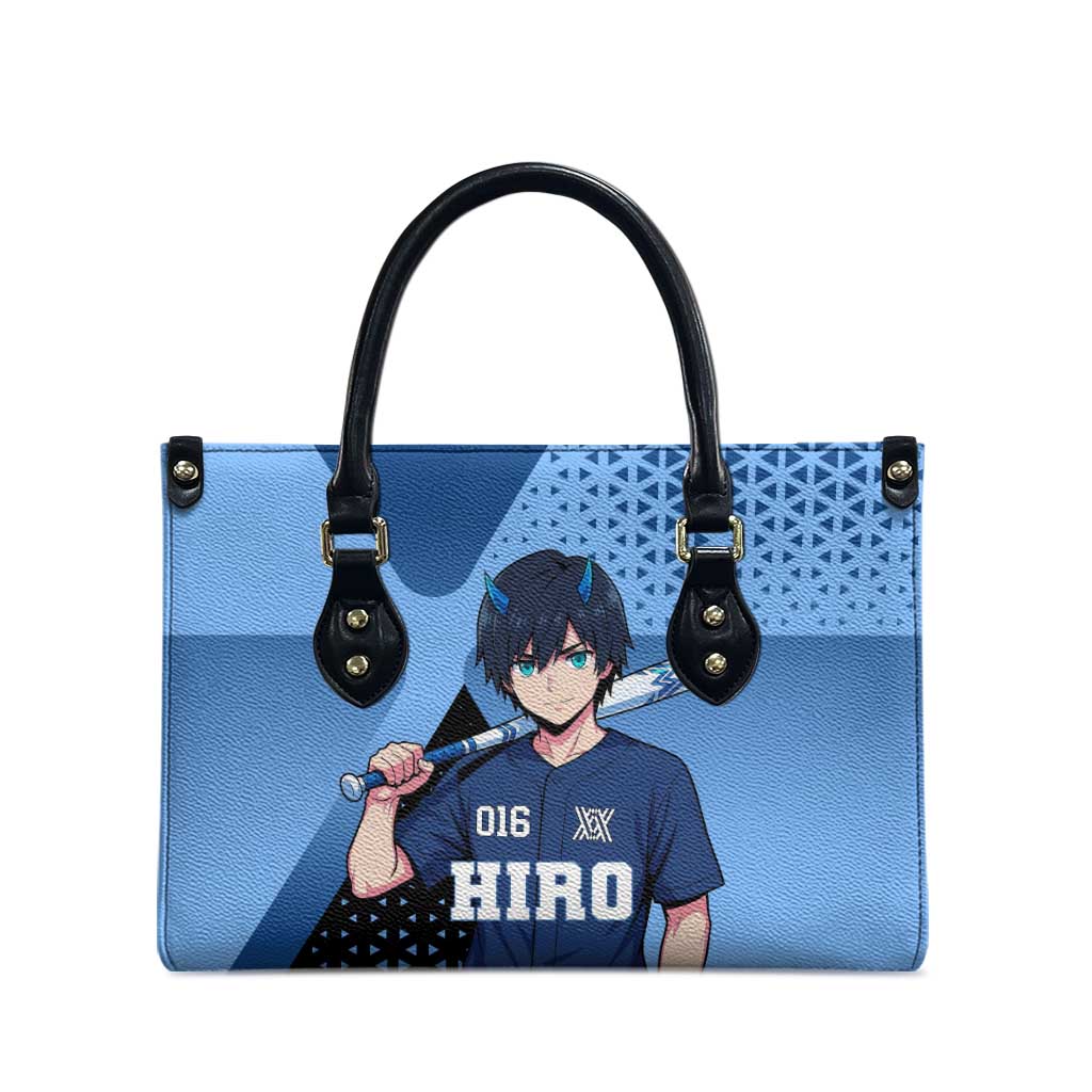 Hiro Leather Bag Geometric Blue Baseball Anime Style