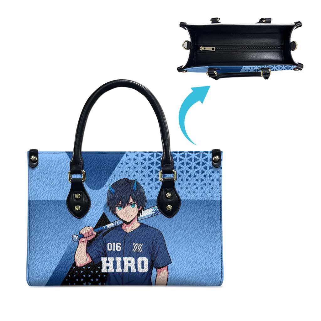 Hiro Leather Bag Geometric Blue Baseball Anime Style