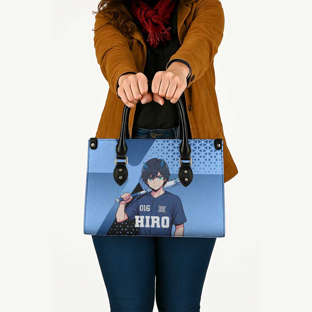 Hiro Leather Bag Geometric Blue Baseball Anime Style