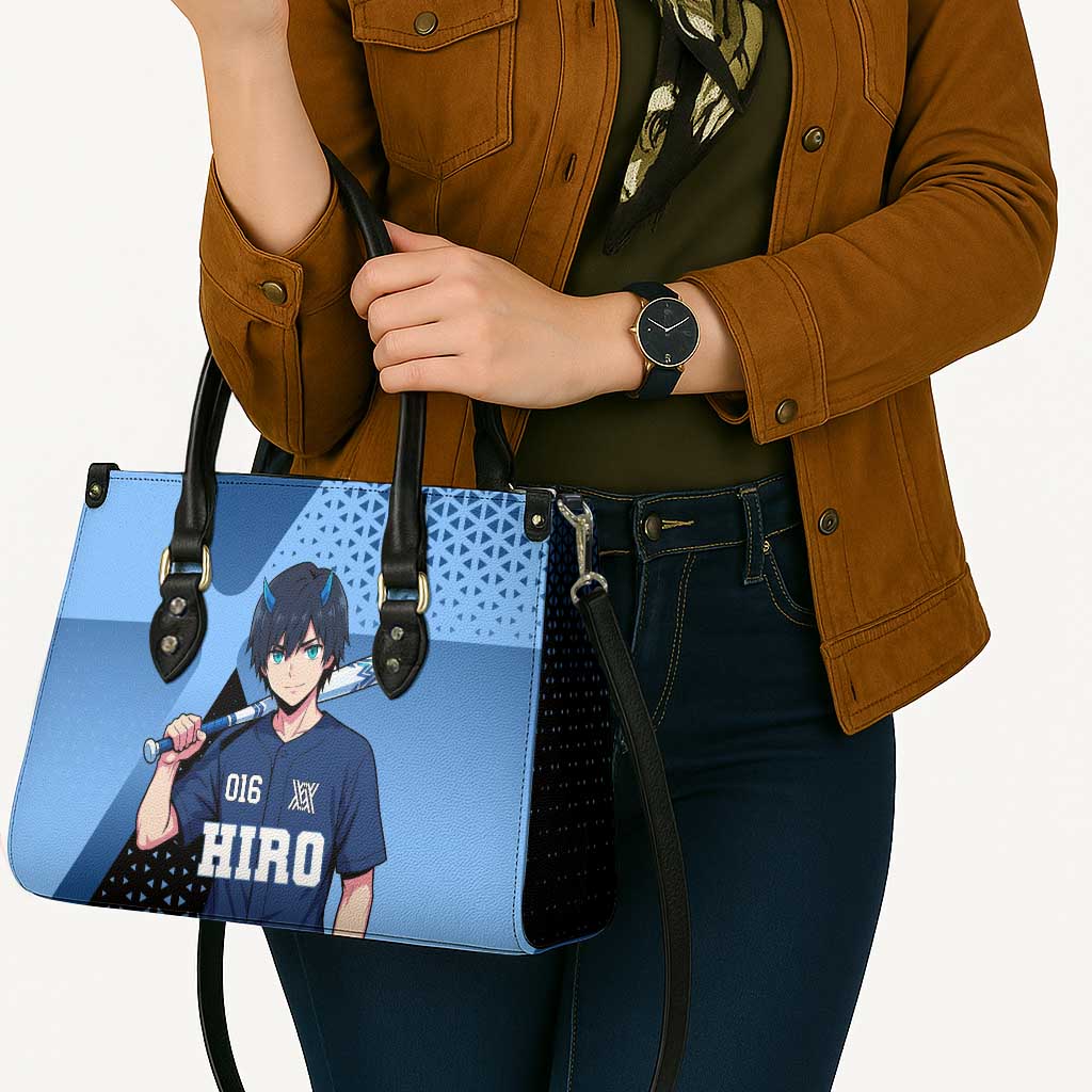 Hiro Leather Bag Geometric Blue Baseball Anime Style