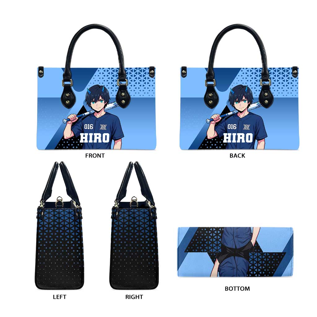 Hiro Leather Bag Geometric Blue Baseball Anime Style
