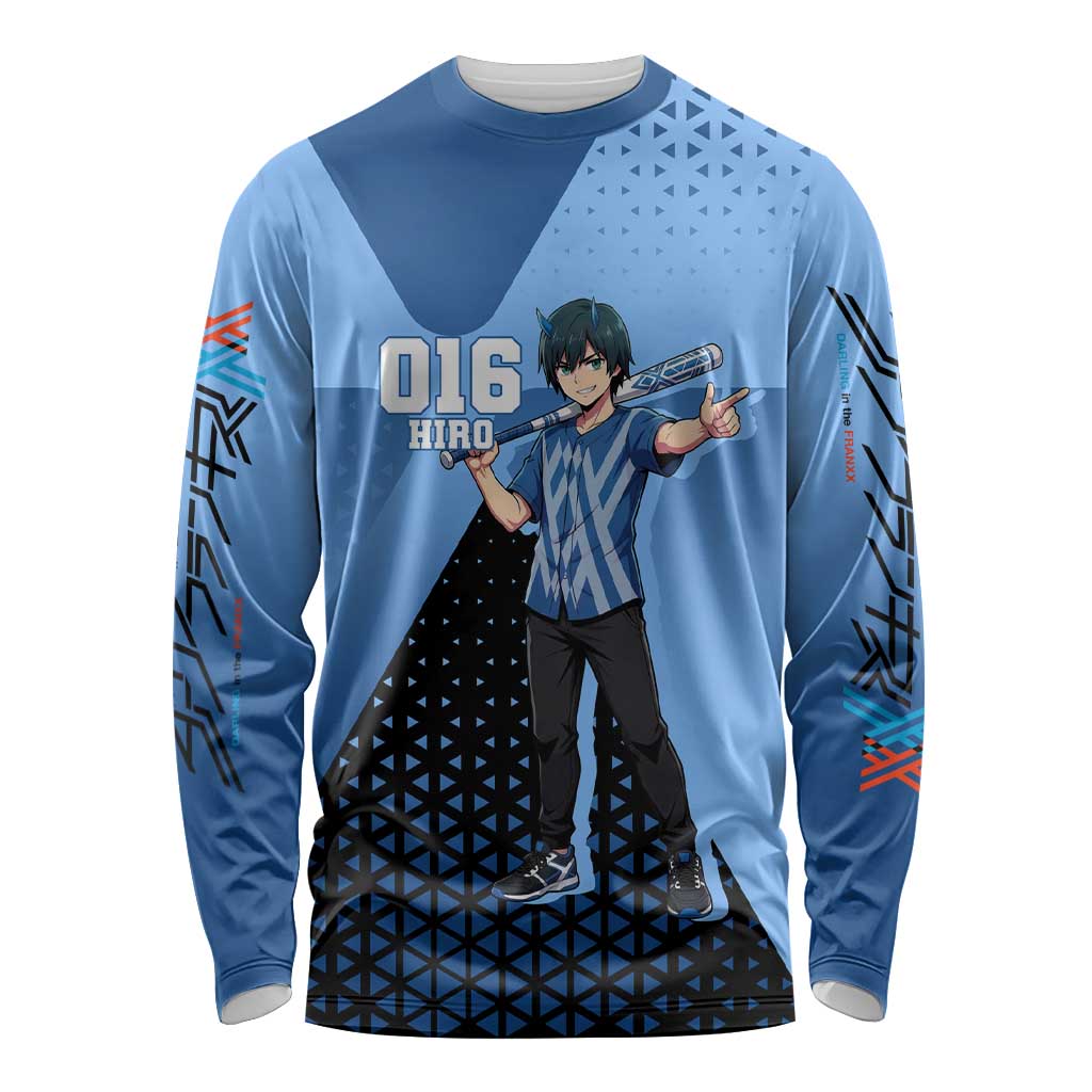 Hiro Long Sleeve Shirt Geometric Blue Baseball Anime Style