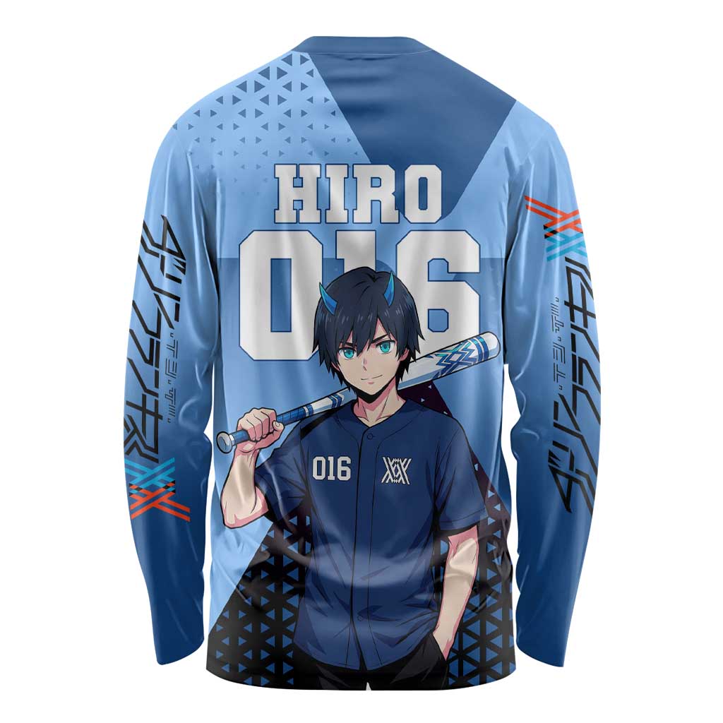 Hiro Long Sleeve Shirt Geometric Blue Baseball Anime Style