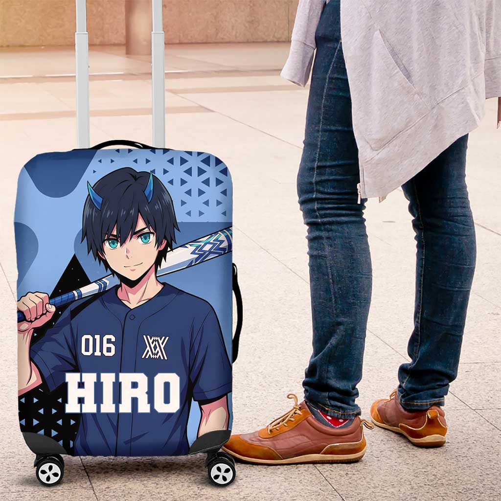 Hiro Luggage Cover Geometric Blue Baseball Anime Style