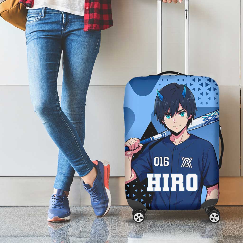 Hiro Luggage Cover Geometric Blue Baseball Anime Style