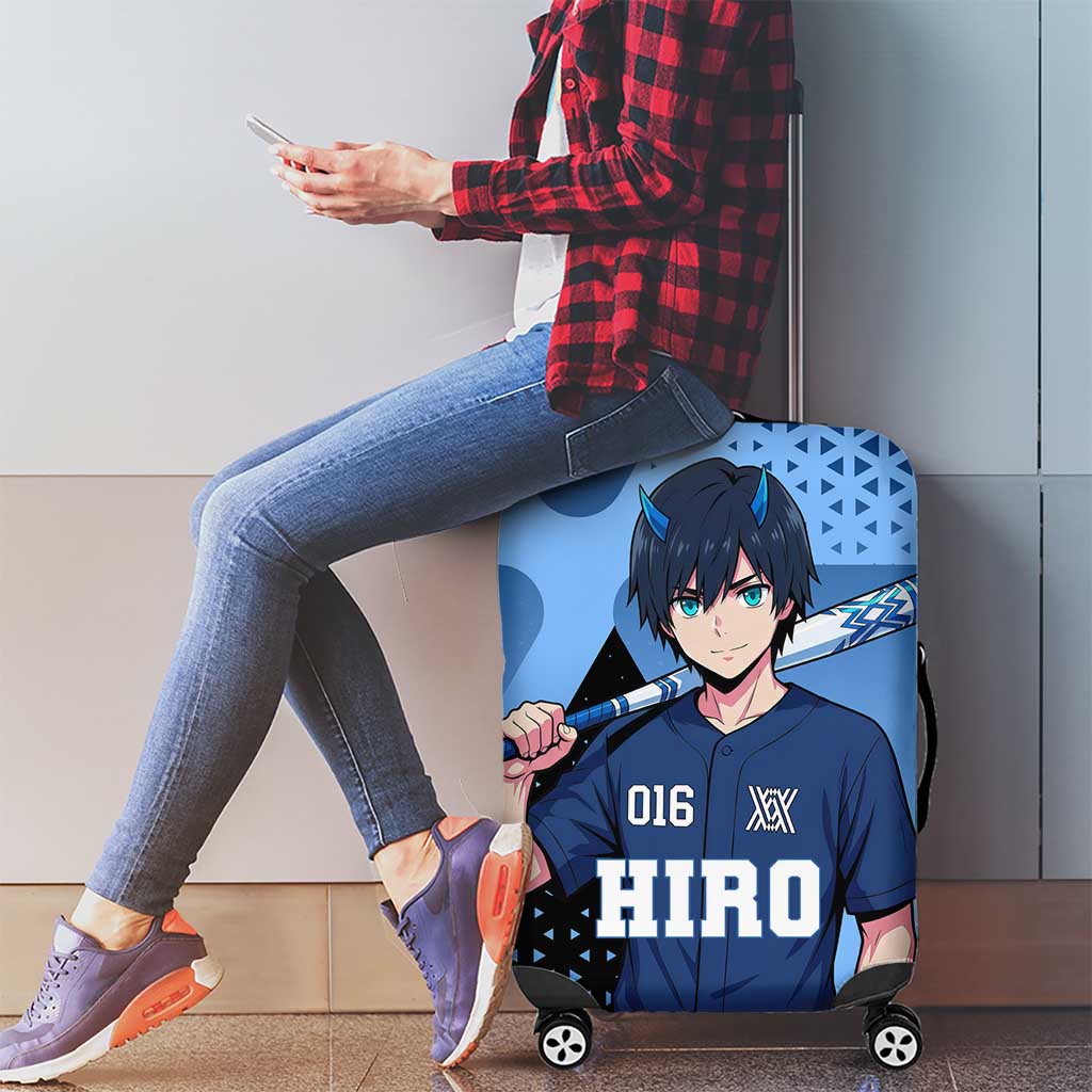 Hiro Luggage Cover Geometric Blue Baseball Anime Style