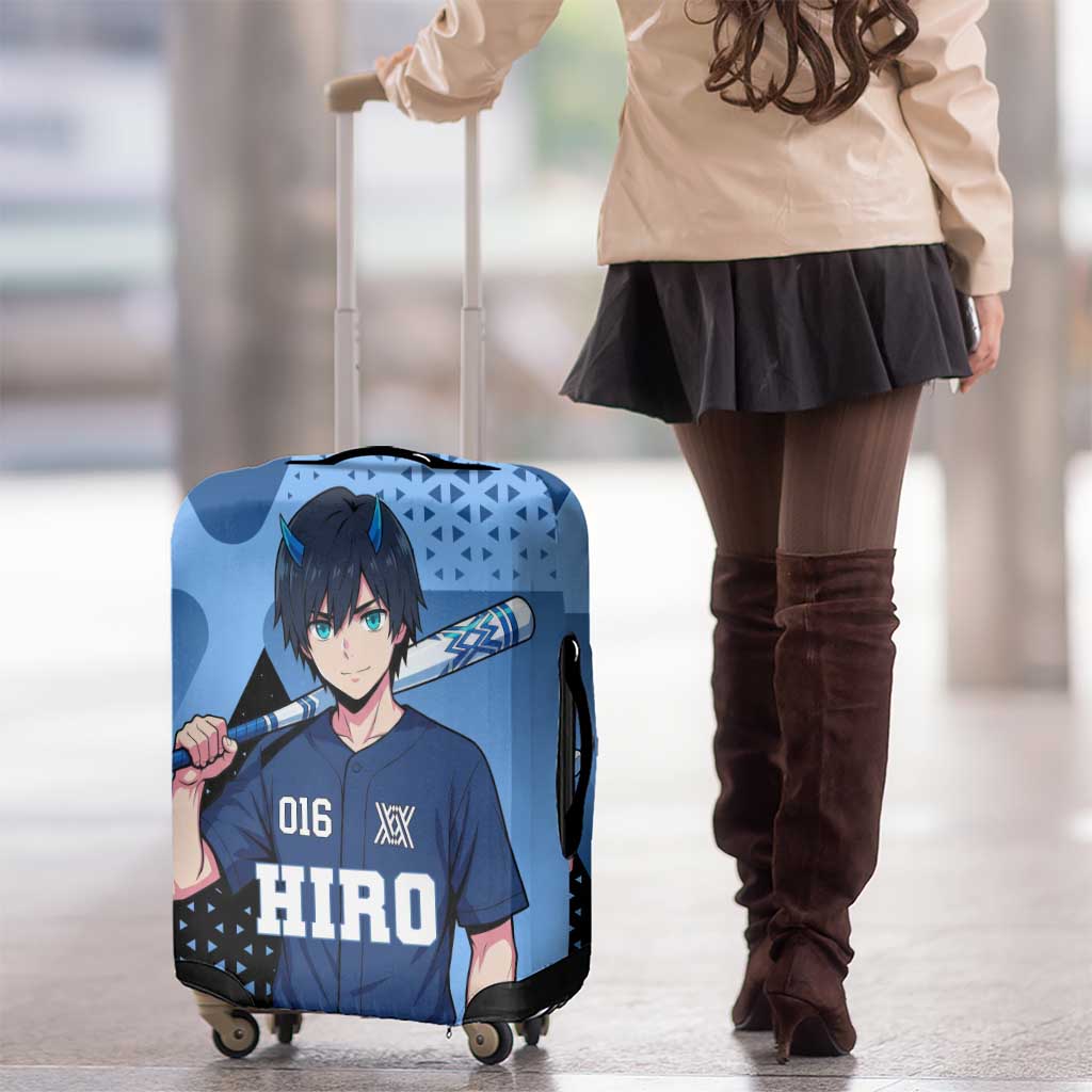 Hiro Luggage Cover Geometric Blue Baseball Anime Style