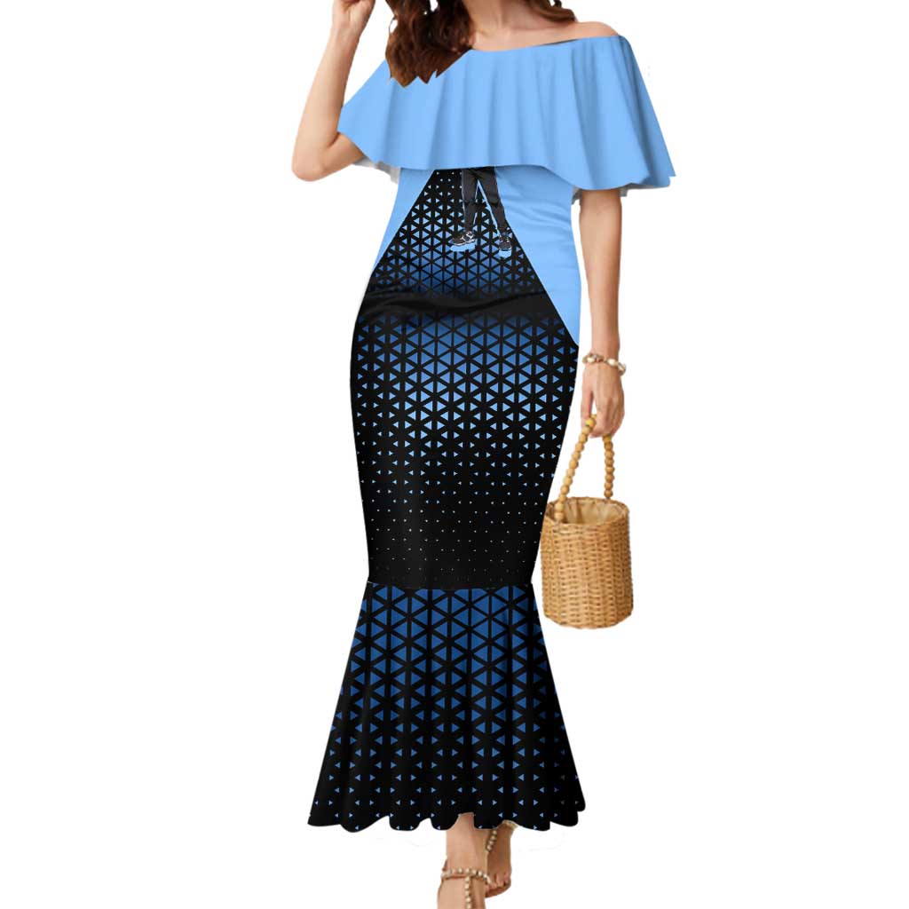 Hiro Mermaid Dress Geometric Blue Baseball Anime Style
