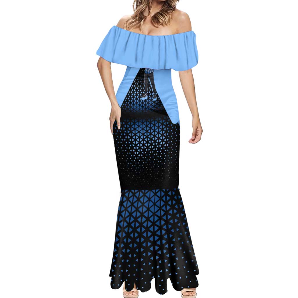 Hiro Mermaid Dress Geometric Blue Baseball Anime Style